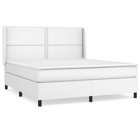 Boxspringbett mit Matratze Weiß 180x200 cm Kunstleder