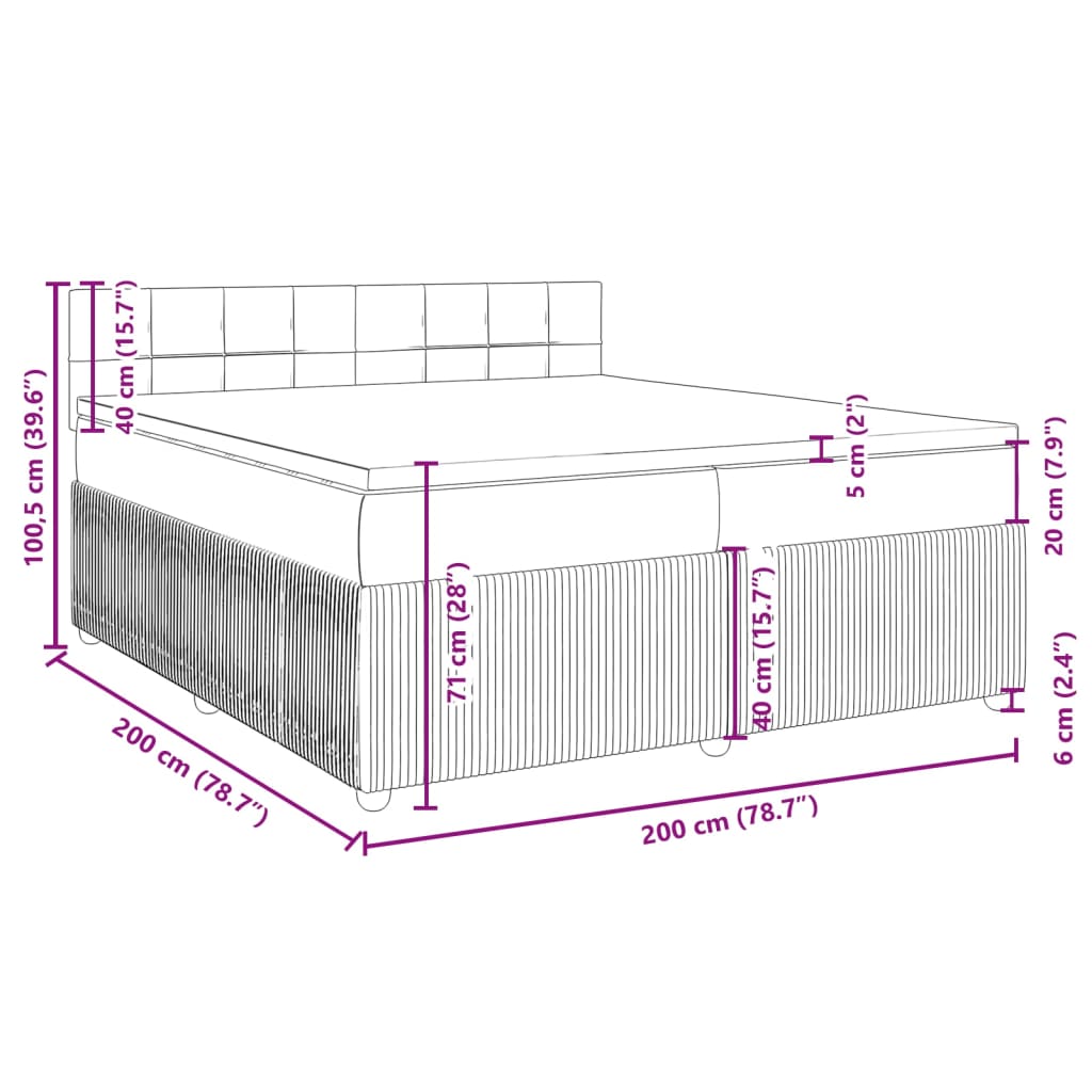 Boxspringbett mit Matratze Dunkelgrau 80x200 cm Samt