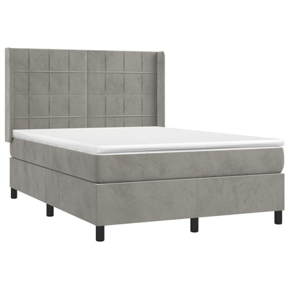 Boxspringbett mit Matratze Hellgrau 140x190 cm Samt