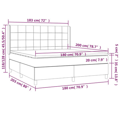 Boxspringbett mit Matratze Schwarz 180x200 cm Samt