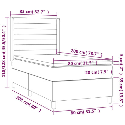 Boxspringbett mit Matratze Dunkelgrau 80x200 cm Samt