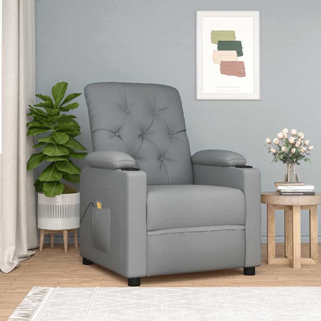 Massage-Relaxsessel, hellgrauer Stoff