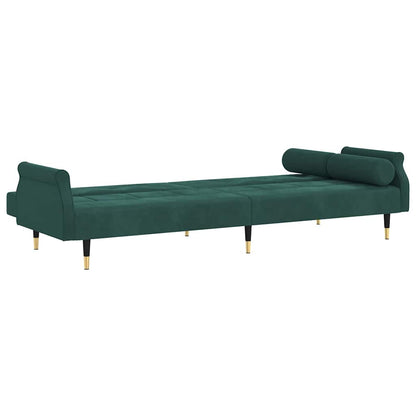 Schlafsofa mit Kissen Dunkelgrün Samt
