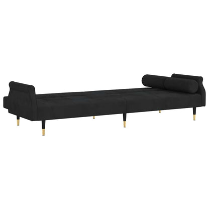 Schlafsofa mit Kissen Schwarz Samt