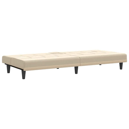 Schlafsofa mit Getränkehaltern Creme Stoff