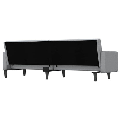 Schlafsofa mit Kissen Hellgrau Stoff