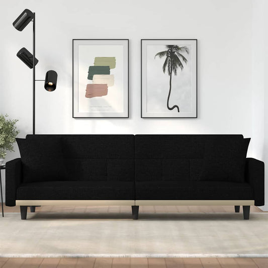 Schlafsofa mit Kissen Schwarz Stoff