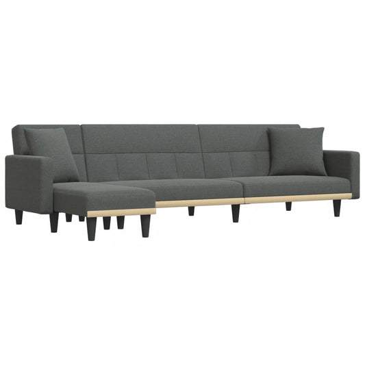 Schlafsofa in L-Form Dunkelgrau 275x140x70 cm Stoff