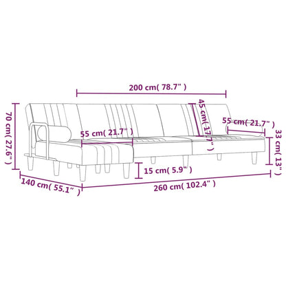 Schlafsofa in L-Form Dunkelgrün 260x140x70 cm Samt
