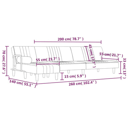 Schlafsofa in L-Form Schwarz 260x140x70 cm Samt