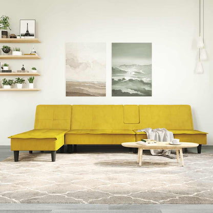 Schlafsofa in L-Form Gelb 255x140x70 cm Samt