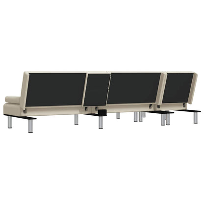 Schlafsofa in L-Form Creme 255x140x70 cm Kunstleder