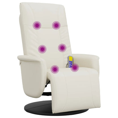 Massagesessel mit Fußteil Creme Kunstleder
