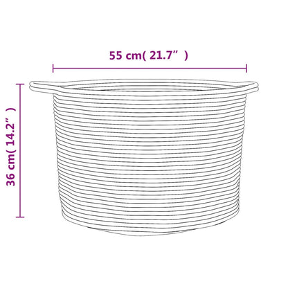 Wäschekorb Braun und Weiß Ø55x36 cm Baumwolle