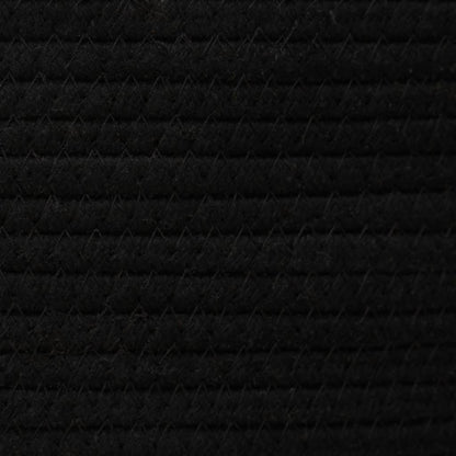 Aufbewahrungskorb mit Deckel Schwarz & Beige Ø37x50cm Baumwolle