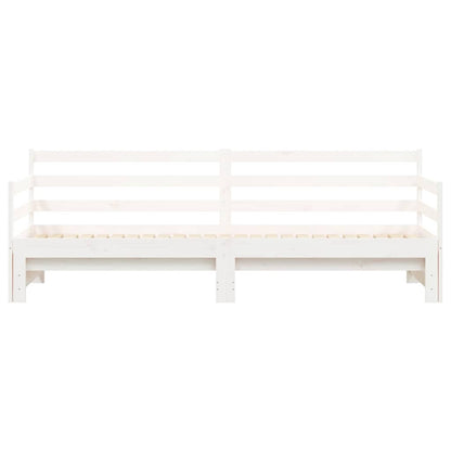 Tagesbett Ausziehbar Weiß 90x200 cm Massivholz Kiefer