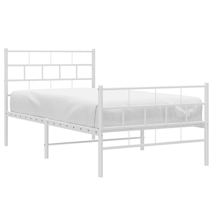 Bettgestell mit Kopf- und Fußteil Metall Weiß 90x200 cm