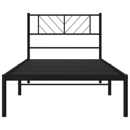 Bettgestell mit Kopfteil Metall Schwarz 90x190 cm