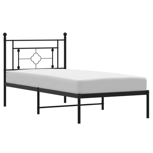 Bettgestell mit Kopfteil Metall Schwarz 90x190 cm