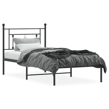 Bettgestell mit Kopfteil Metall Schwarz 90x190 cm