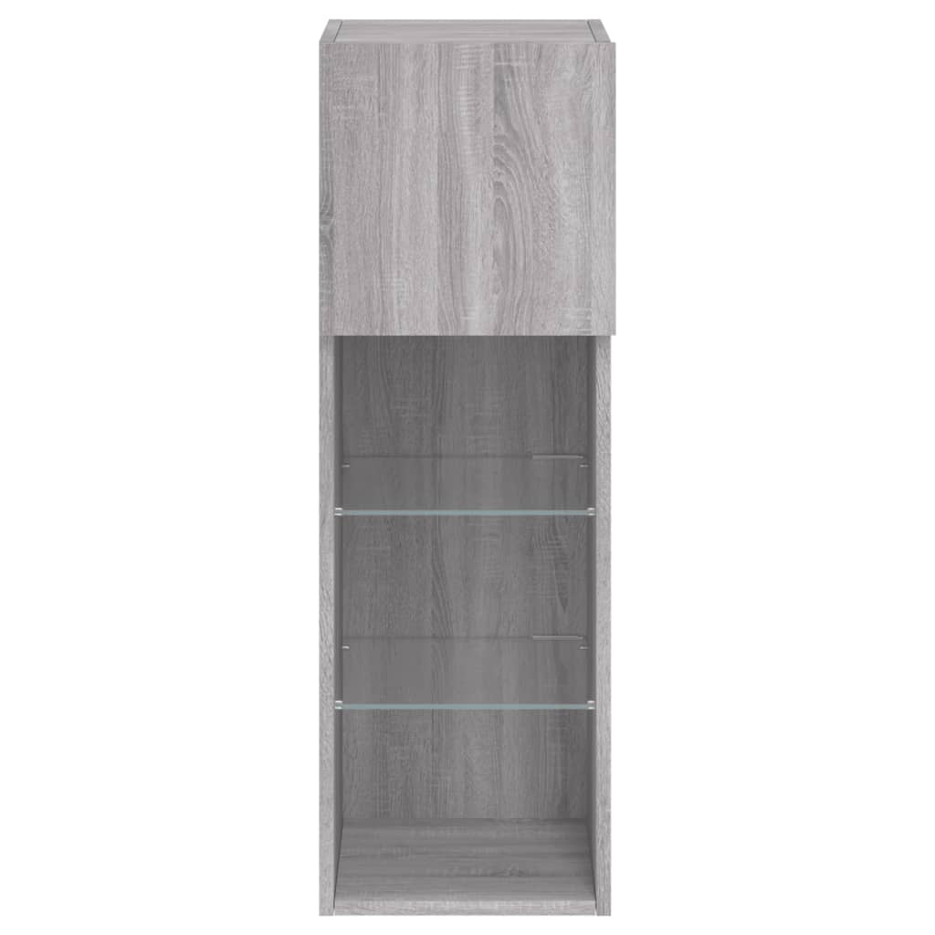 TV-Schränke mit LED-Leuchten 2 Stk. Grau Sonoma 30,5x30x90 cm