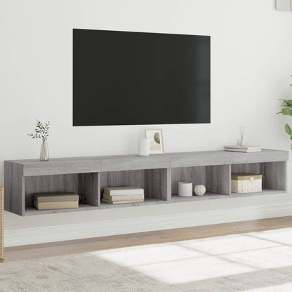TV-Schränke mit LED-Leuchten 2 Stk. Grau Sonoma 100x30x30 cm