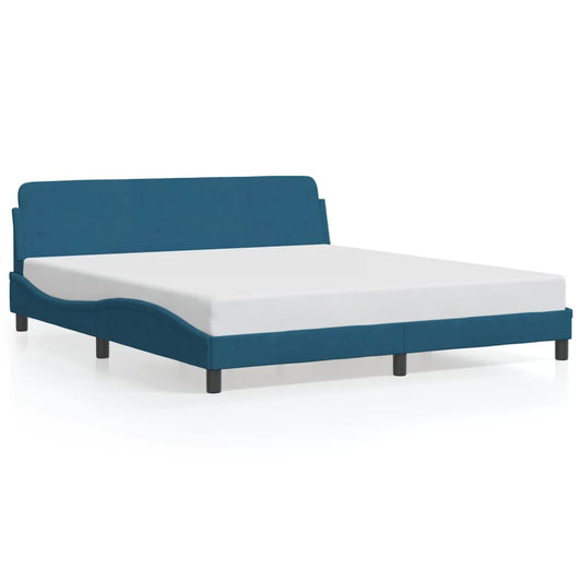 Bettgestell mit Kopfteil "Dover" Blau 180x200 cm Samt