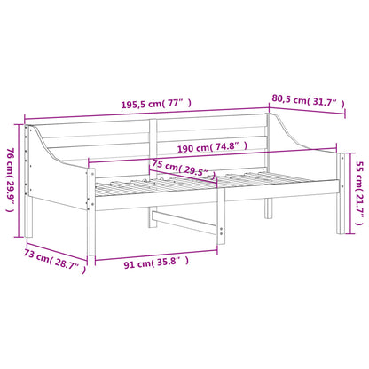 Tagesbett ohne Matratze Wachsbraun 75x190 cm Massivholz Kiefer