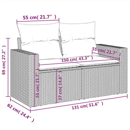 9-tlg. Garten-Sofagarnitur mit Kissen Grau Poly Rattan