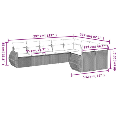 9-tlg. Garten-Sofagarnitur mit Kissen Braun Poly Rattan