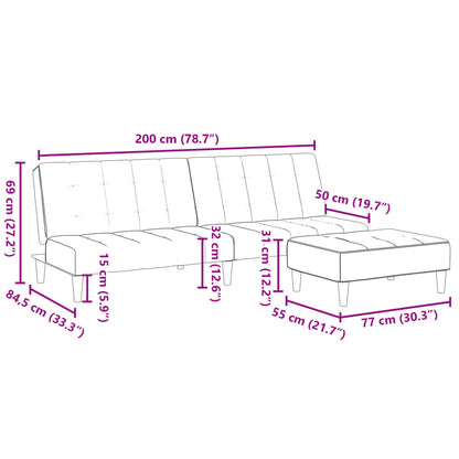 Schlafsofa 2-Sitzer mit Fußhocker Dunkelgrün Samt