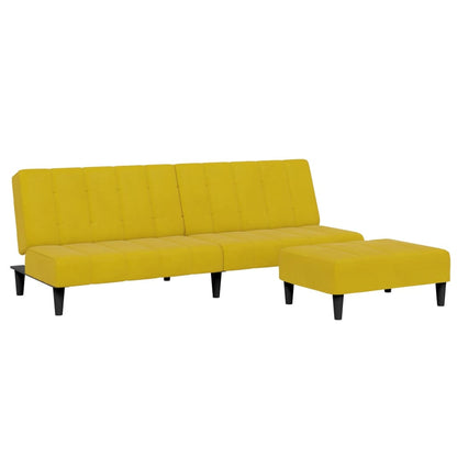 Schlafsofa 2-Sitzer mit Fußhocker Gelb Samt