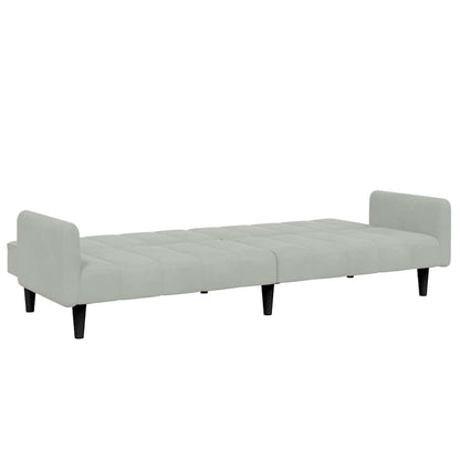 Schlafsofa 2-Sitzer mit Fußhocker Hellgrau Samt