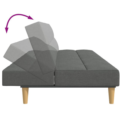 Schlafsofa 2-Sitzer mit Fußhocker Dunkelgrau Stoff