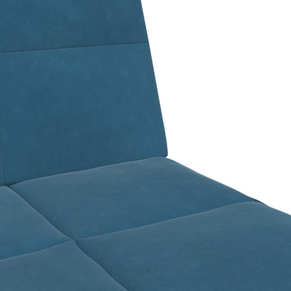 Schlafsofa 2-Sitzer mit Fußhocker Blau Samt