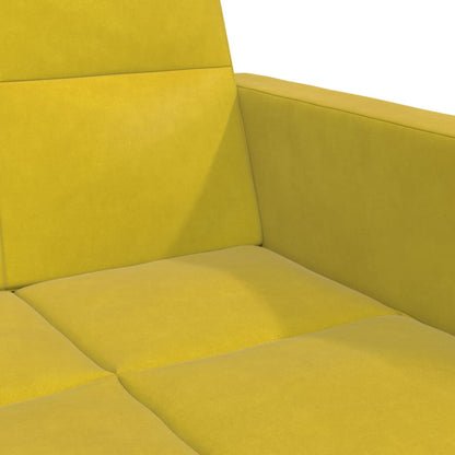 Schlafsofa 2-Sitzer mit Fußhocker Gelb Samt