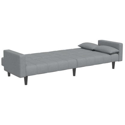 Schlafsofa 2-Sitzer mit Fußhocker Hellgrau Stoff