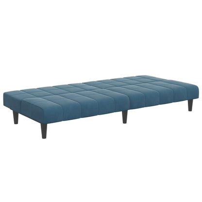 Schlafsofa 2-Sitzer mit Fußhocker Blau Samt