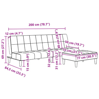 Schlafsofa 2-Sitzer mit Fußhocker Blau Samt