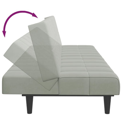 Schlafsofa 2-Sitzer mit Fußhocker Hellgrau Samt