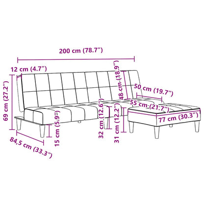 Schlafsofa 2-Sitzer mit Fußhocker Dunkelgrau Samt