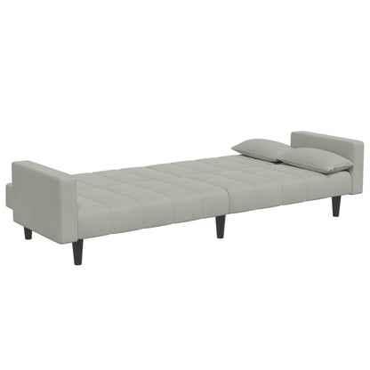 Schlafsofa 2-Sitzer mit Fußhocker Hellgrau Samt