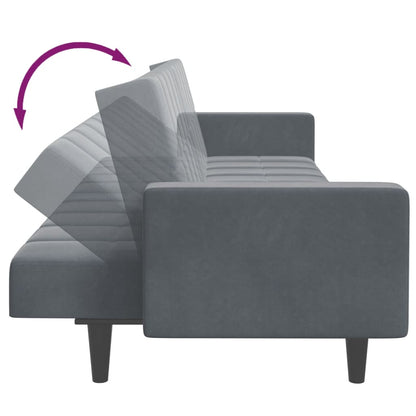 Schlafsofa 2-Sitzer mit Fußhocker Dunkelgrau Samt