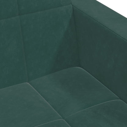 Schlafsofa 2-Sitzer mit Fußhocker Dunkelgrün Samt