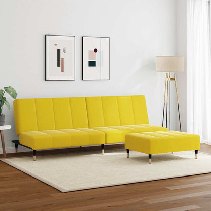 Schlafsofa 2-Sitzer mit Fußhocker Gelb Samt