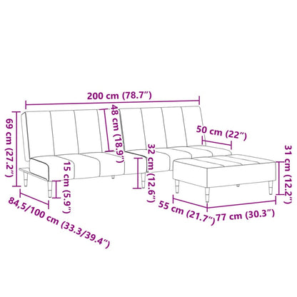 Schlafsofa 2-Sitzer mit Fußhocker Gelb Samt