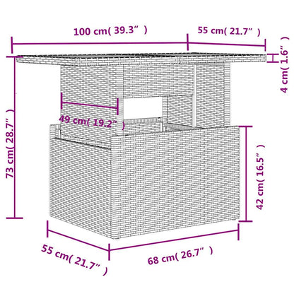 10-teiliges Gartensofa-Set mit Kissen, braun, Polyrattan