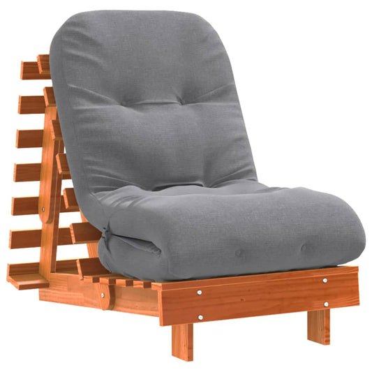 Futon Schlafsofa mit Matratze Braun 60x206x11 Massivholz Kiefer