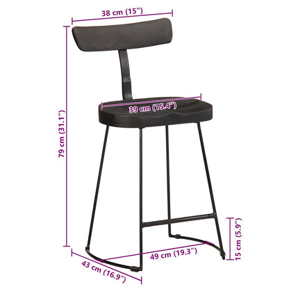 Barhocker 2 Stk. Schwarz 49x43x79 cm Mango Massivholz