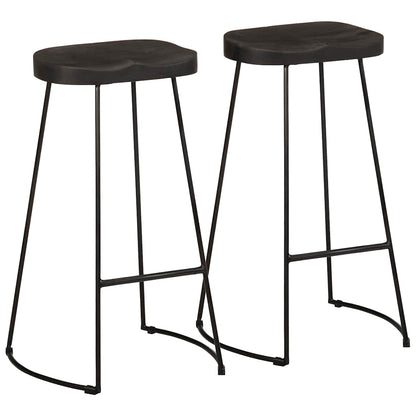 Barhocker 2 Stk. Schwarz 45x40x78 cm Mango Massivholz